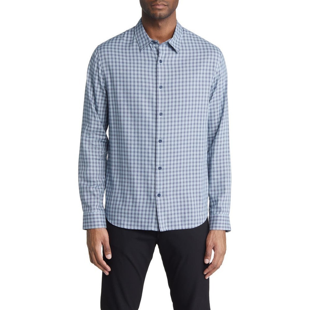 Vince Fairview Shadow Plaid Button-up Shirt In Oxford Blue Size S NWOT